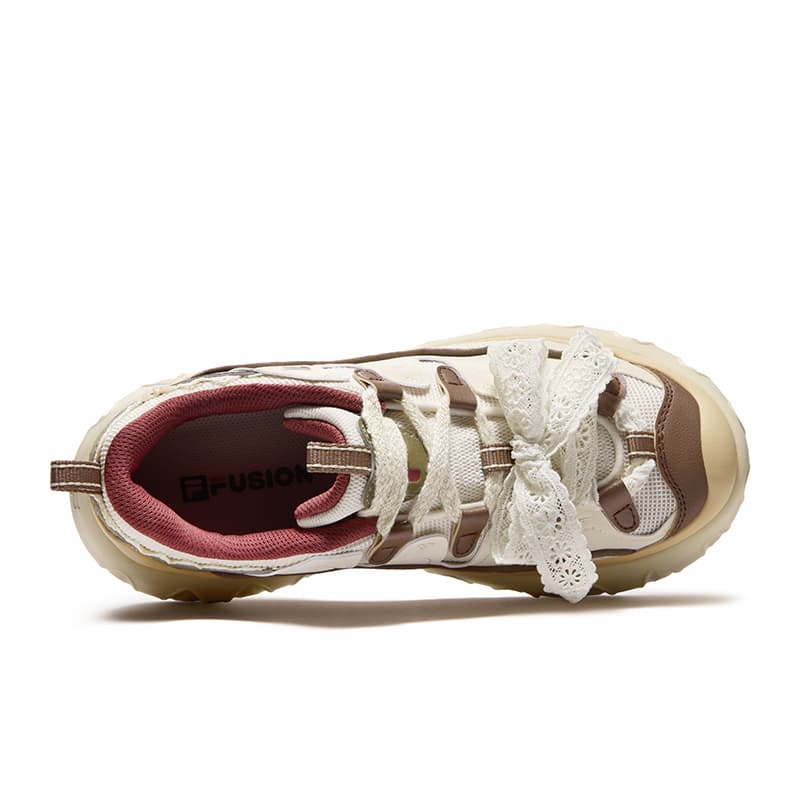 Кроссовки FILA FUSION PISA FLAT Cone Shoes Лоу-топы Скейтборд Обувь Женские Жемчужно-белый Пшенично-желтый - изображение 4