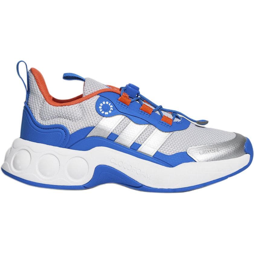 Кроссовки Adidas NITROBUBBLE Детская беговая обувь Низкий Топ Светло-серый Металлический серебристый Авиационный синий Kids - изображение 2