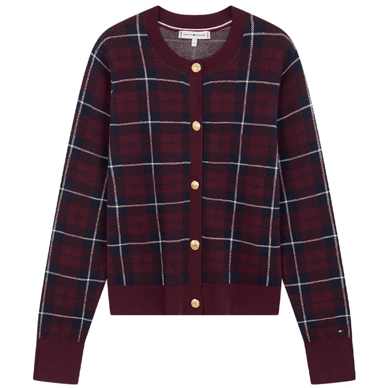 Кофта Tommy Hilfiger Красная клетка 0KX Женские Трикотаж - изображение 1
