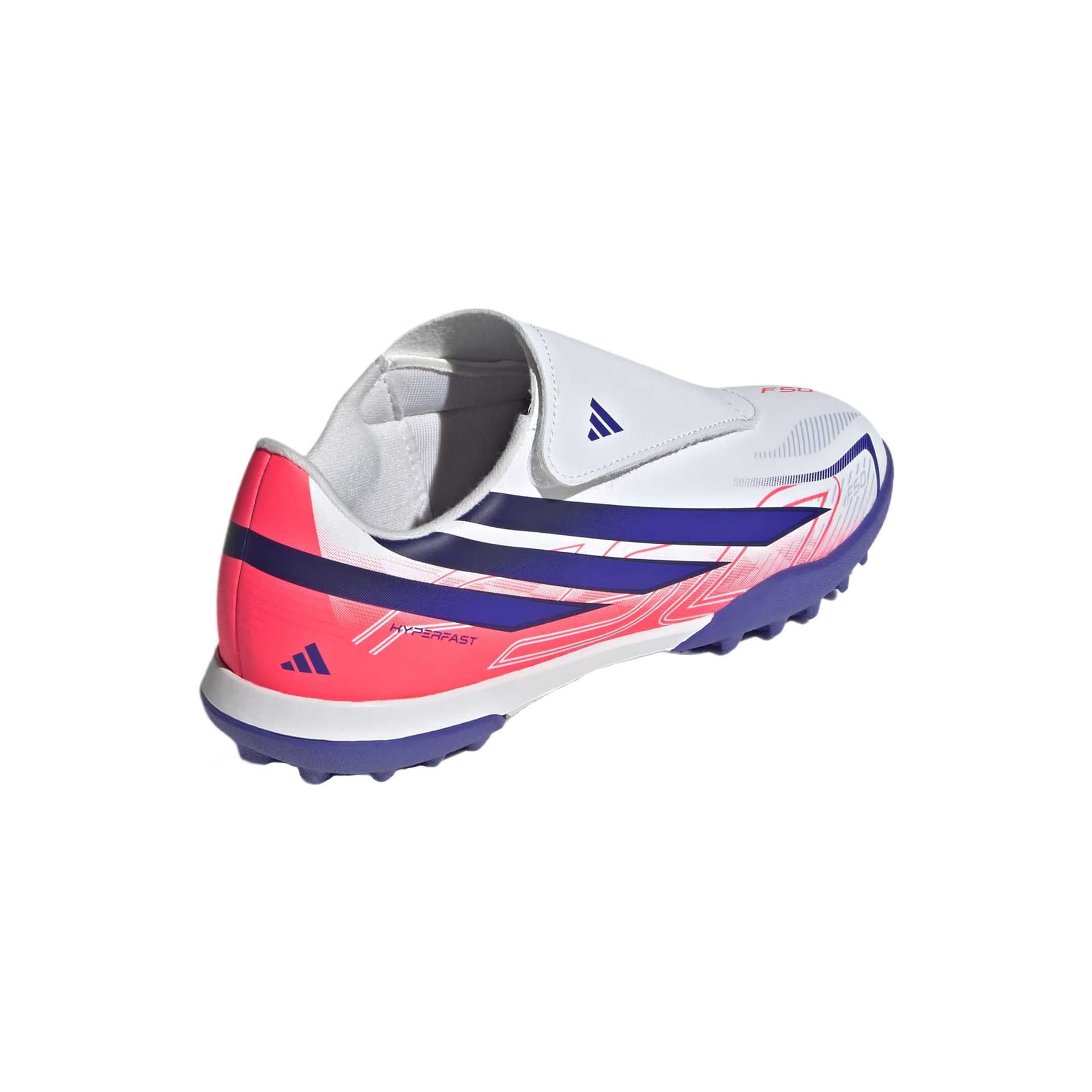 Бутсы Adidas F50 CLUB Детские футбольные бутсы Низкий Топ Белый Солнечный Фиолетовый Вихрь Неоново-красный Kids - изображение 4