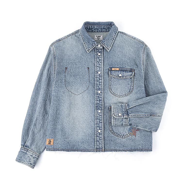 Блузка LEE Medium Light Blue Women's Shirts LEE Средний Светло-Синий Женские Рубашки - изображение 1