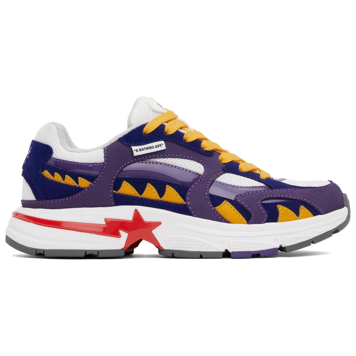 Кроссовки A BATHING APE SHARK STA SHARK STA Повседневная обувь Мужская Фиолетовая Желтая - изображение 2