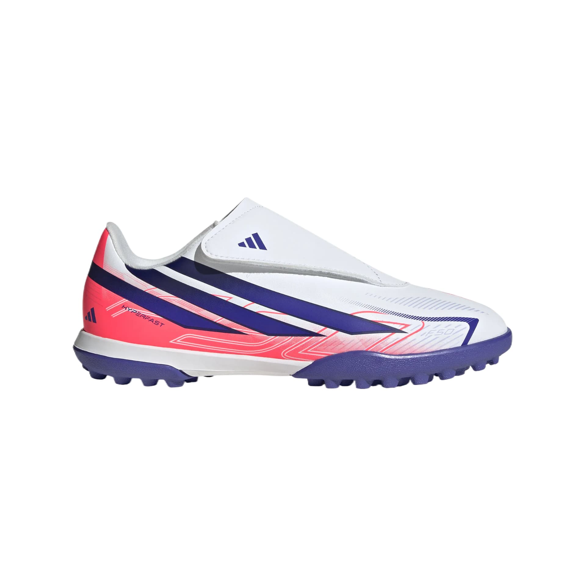 Бутсы Adidas F50 CLUB Детские футбольные бутсы Низкий Топ Белый Солнечный Фиолетовый Вихрь Неоново-красный Kids - изображение 2