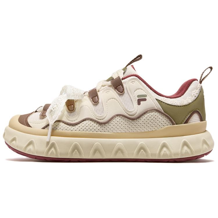 Кроссовки FILA FUSION PISA FLAT Cone Shoes Лоу-топы Скейтборд Обувь Женские Жемчужно-белый Пшенично-желтый - изображение 1