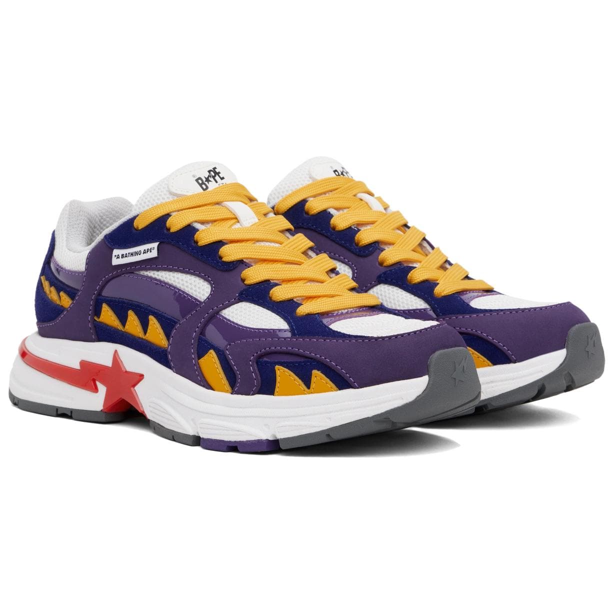 Кроссовки A BATHING APE SHARK STA SHARK STA Повседневная обувь Мужская Фиолетовая Желтая - изображение 4