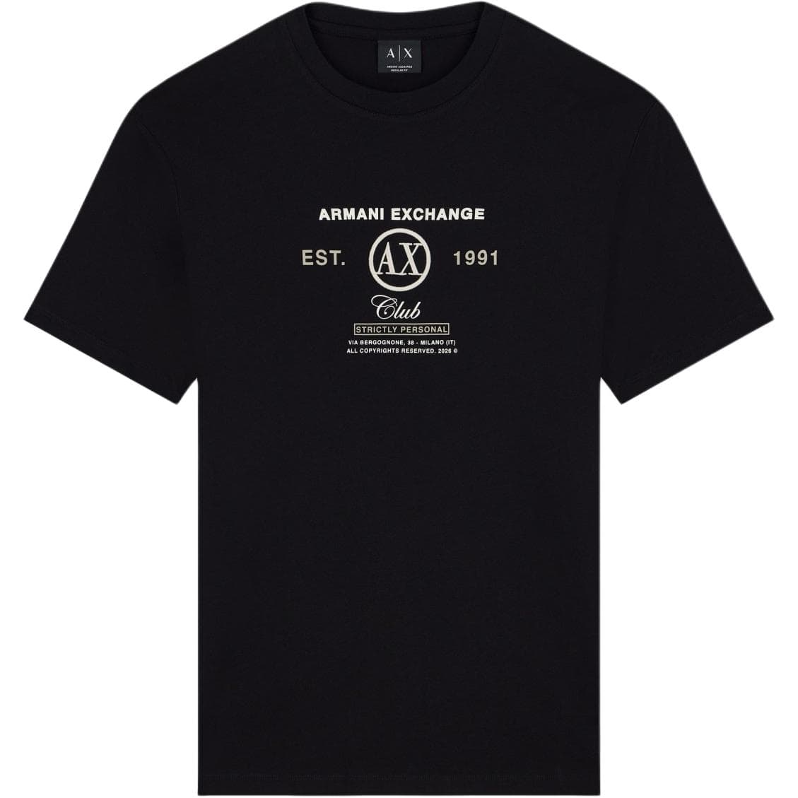 Футболка ARMANI EXCHANGE Мужские черные футболки - изображение 1