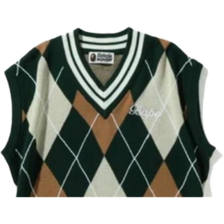 BAPE Embroidery Argyle Knit Vest V - изображение 4