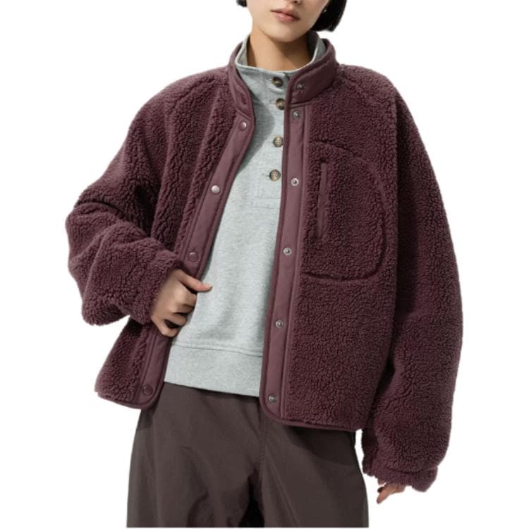 UNIQLO Темно-красный женский флисовый пиджак - изображение 2