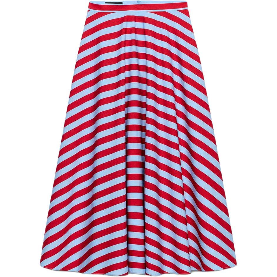 Юбка ZARA Женские Повседневные Длинные Юбки в Красных Полосах - изображение 1