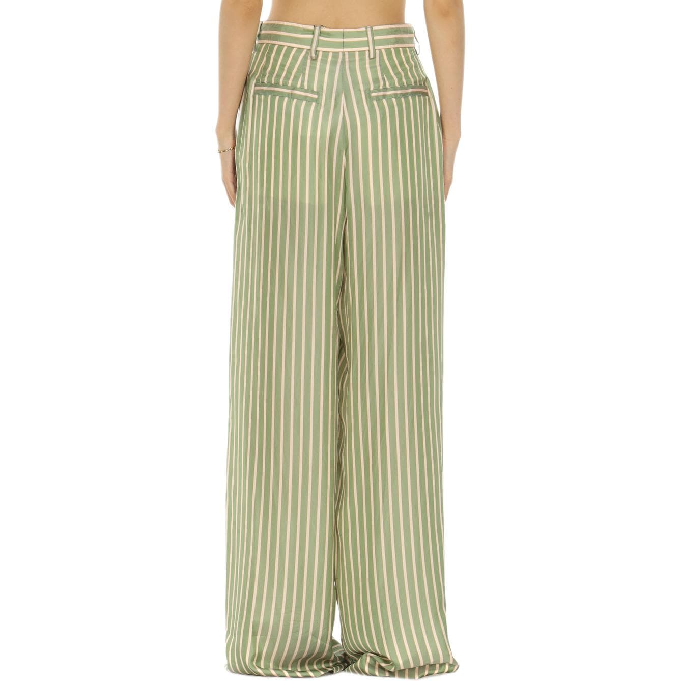 Штаны DRIES VAN NOTEN Зеленые Женские Повседневные Брюки - изображение 3
