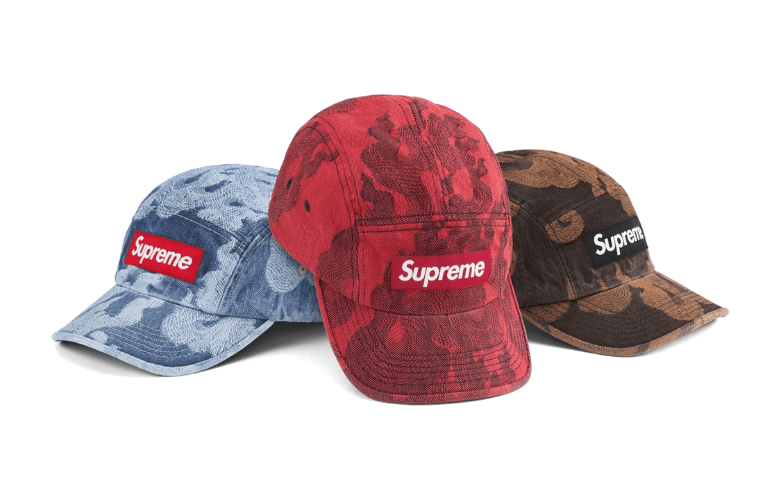Кепка Supreme SS23 WEEK13 FLAMES JACQUARD DENIM CAMP CAP - изображение 1