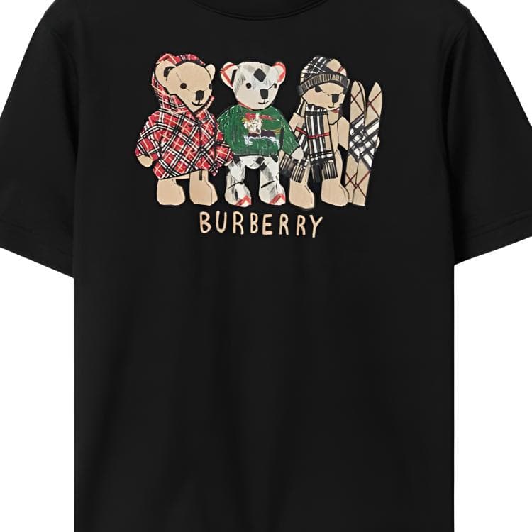 Футболка Burberry Черные Детские Рубашки T - изображение 5