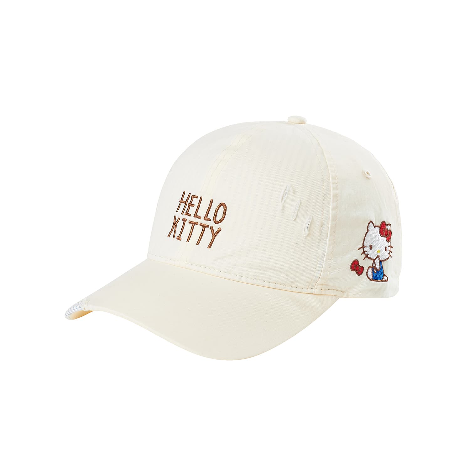 Кепка Sanrio x Hello Kitty Белая бейсболка с вышивкой в виде милого банта, защита от солнца и ультрафиолета, унисекс, пасторальный отпускной шик, 100% хлопок - изображение 1