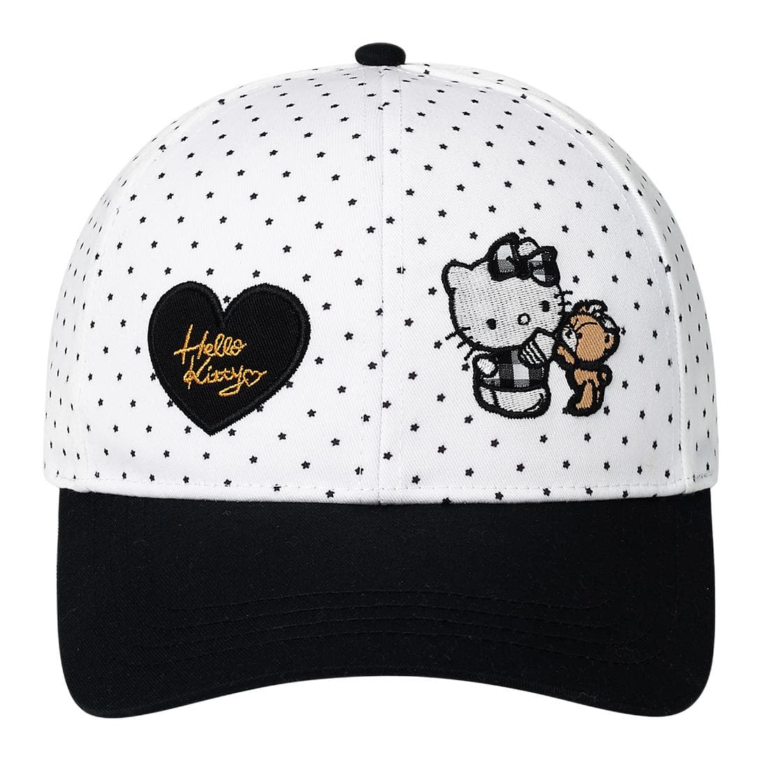 Кепка Sanrio x Хелло Китти Очаровательная бейсболка унисекс с вышивкой в горошек и звездами, защита от солнца и УФ-лучей, 100% хлопок, привлекательный дизайн - изображение 1