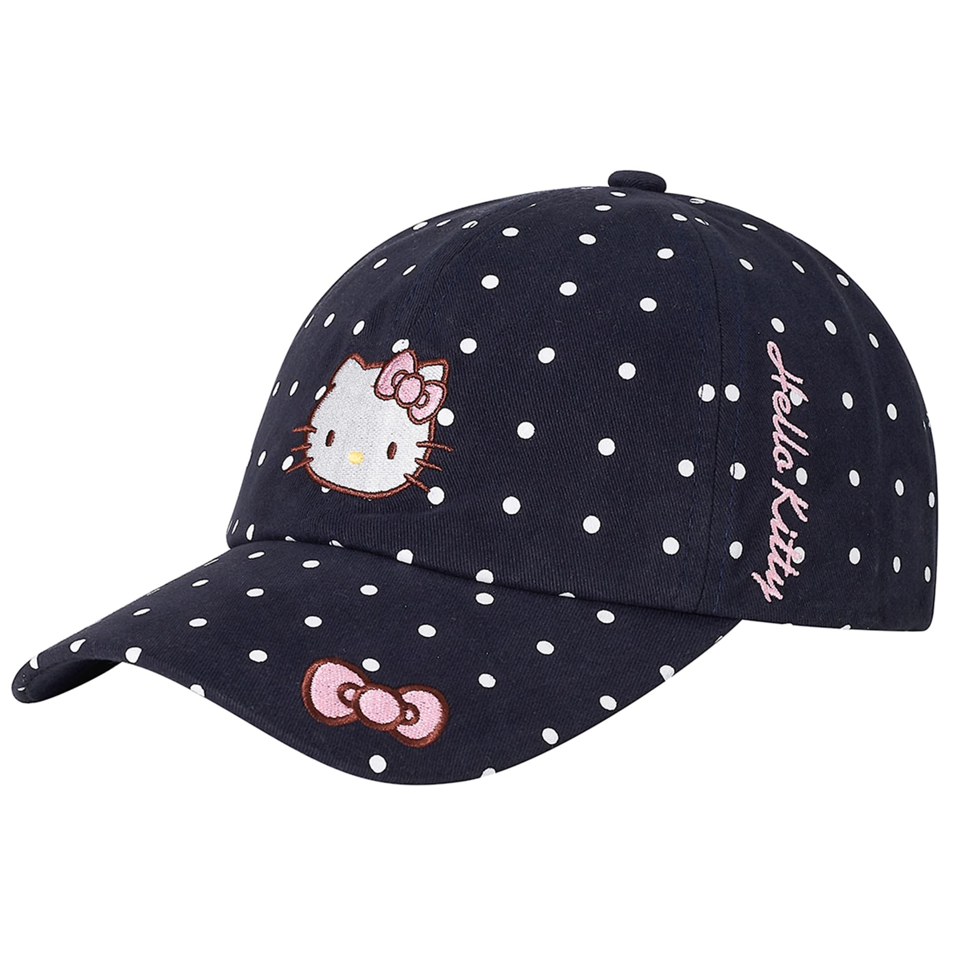Кепка Sanrio Hello Kitty Милый гороховый узор розовый бант KT кошка вышивка повседневный деловой дорожный солнцезащитный привлекательный 100% хлопок кепки унисекс парный - изображение 1