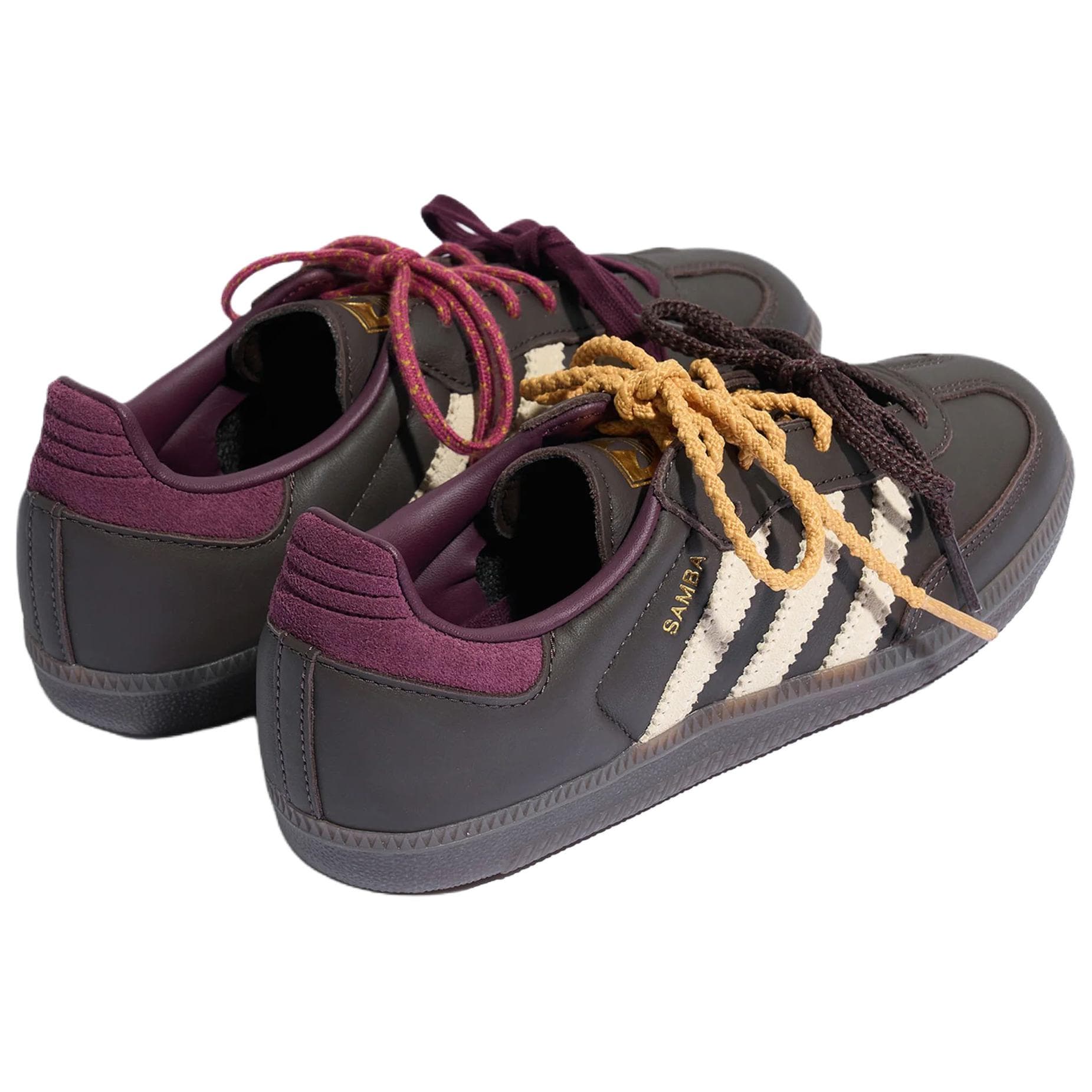 Кроссовки Adidas Originals Samba OG Low Top Army German Кеды (GAT) Коричневый Теплая Ваниль Темно-красный Фиолетовый Унисекс - изображение 3