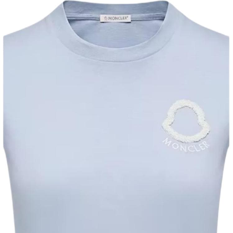 Футболка Moncler Светло-синие Женские T-рубашки - изображение 3