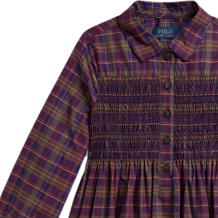 Polo Ralph Lauren Фиолетовый Зеленый Многоцветный Клетка Детские Платья - изображение 4