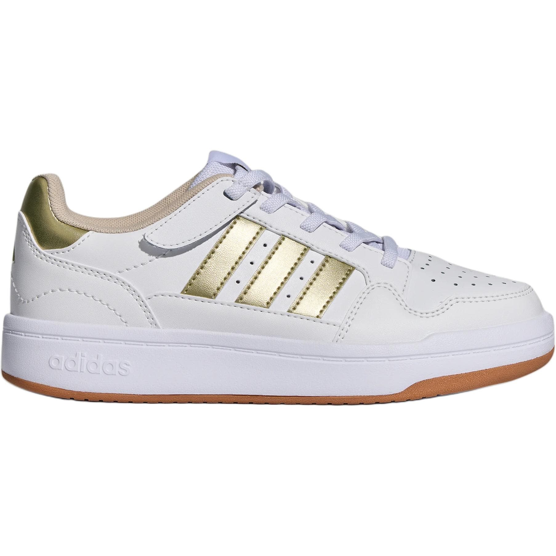 Кроссовки Adidas COMFICOURT Детская Скейтбординг Обувь Низкий Топ Белый Золото Льняная Ткань Кристалл Коричневый Kids - изображение 2
