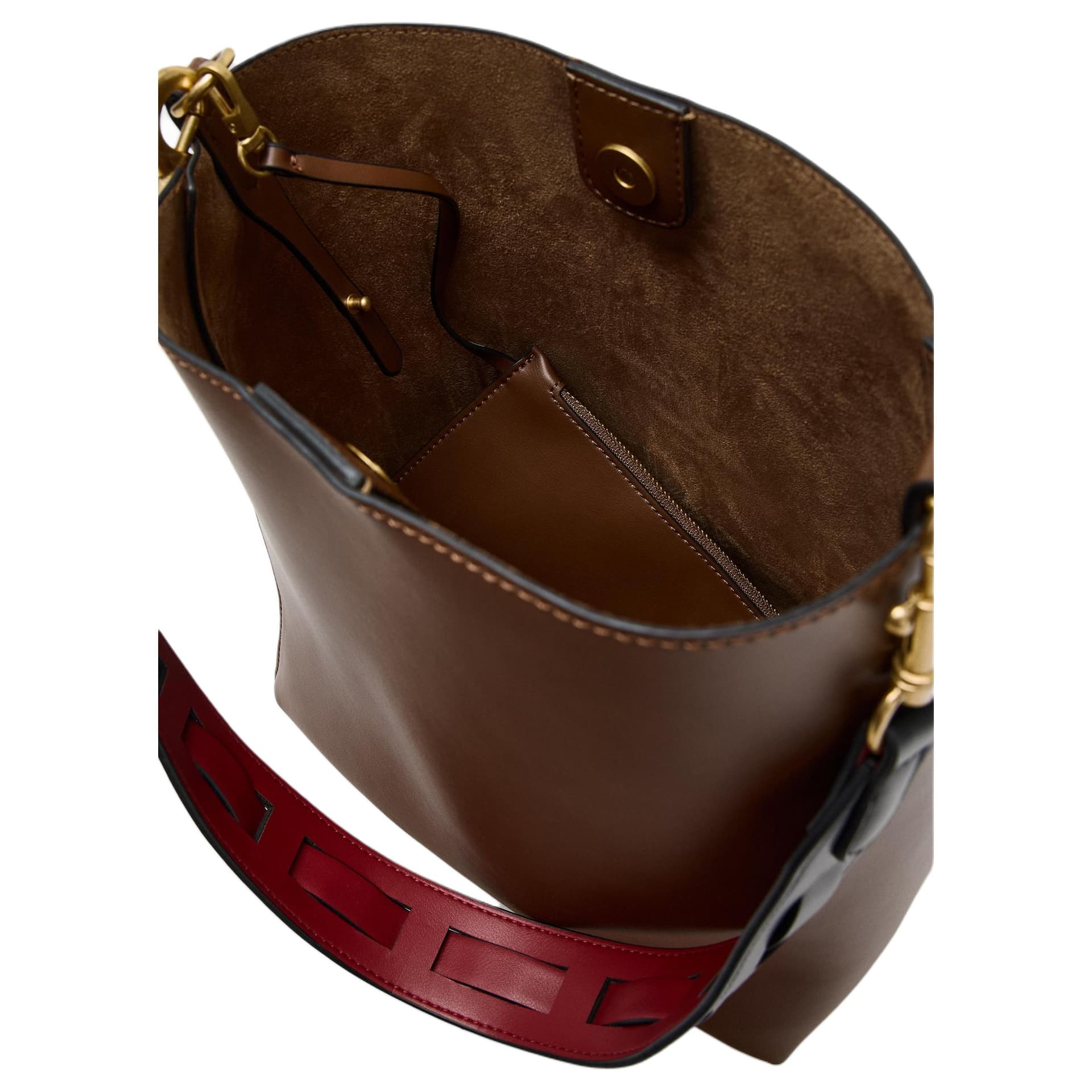 Сумка через плечо ZARA Crossbody сумки Темно-коричневый Желтый Женский - изображение 5