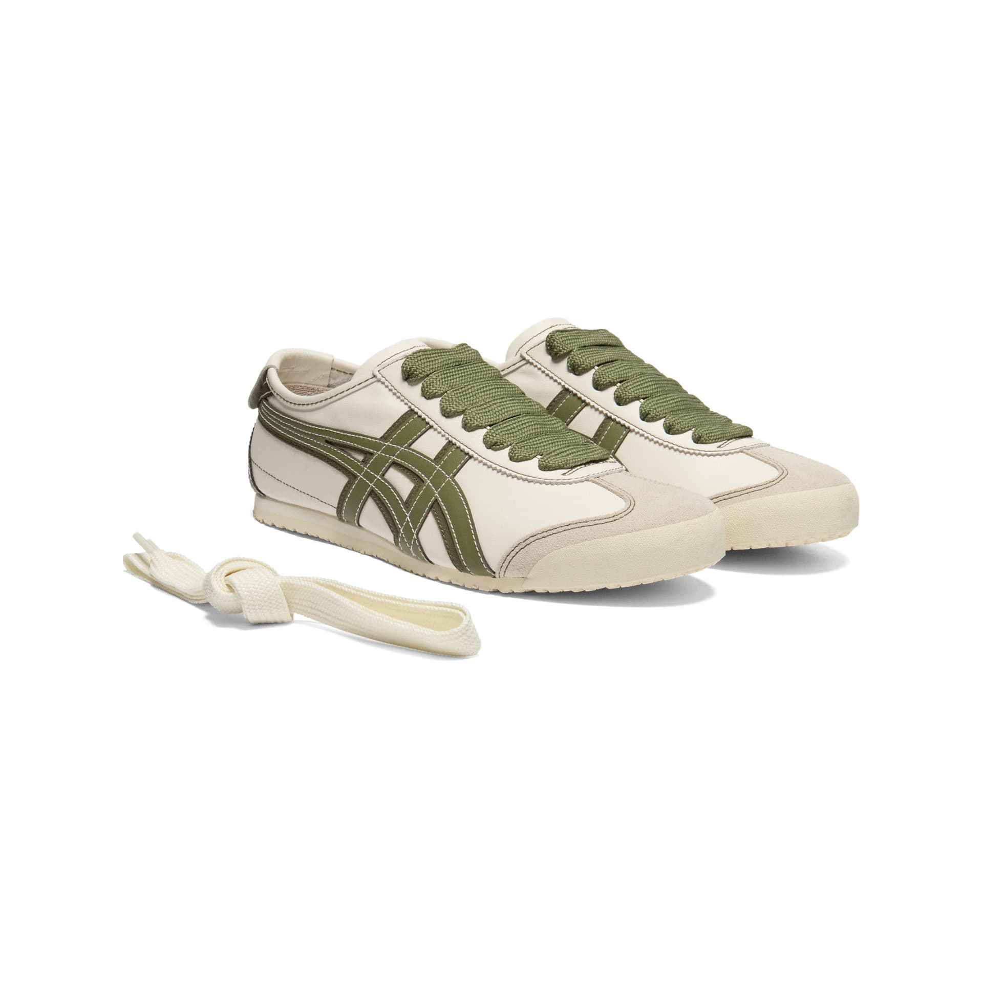 Кроссовки Onitsuka Tiger MEXICO 66 Повседневная обувь Низкий Топ Экрю Зеленый Унисекс - изображение 3
