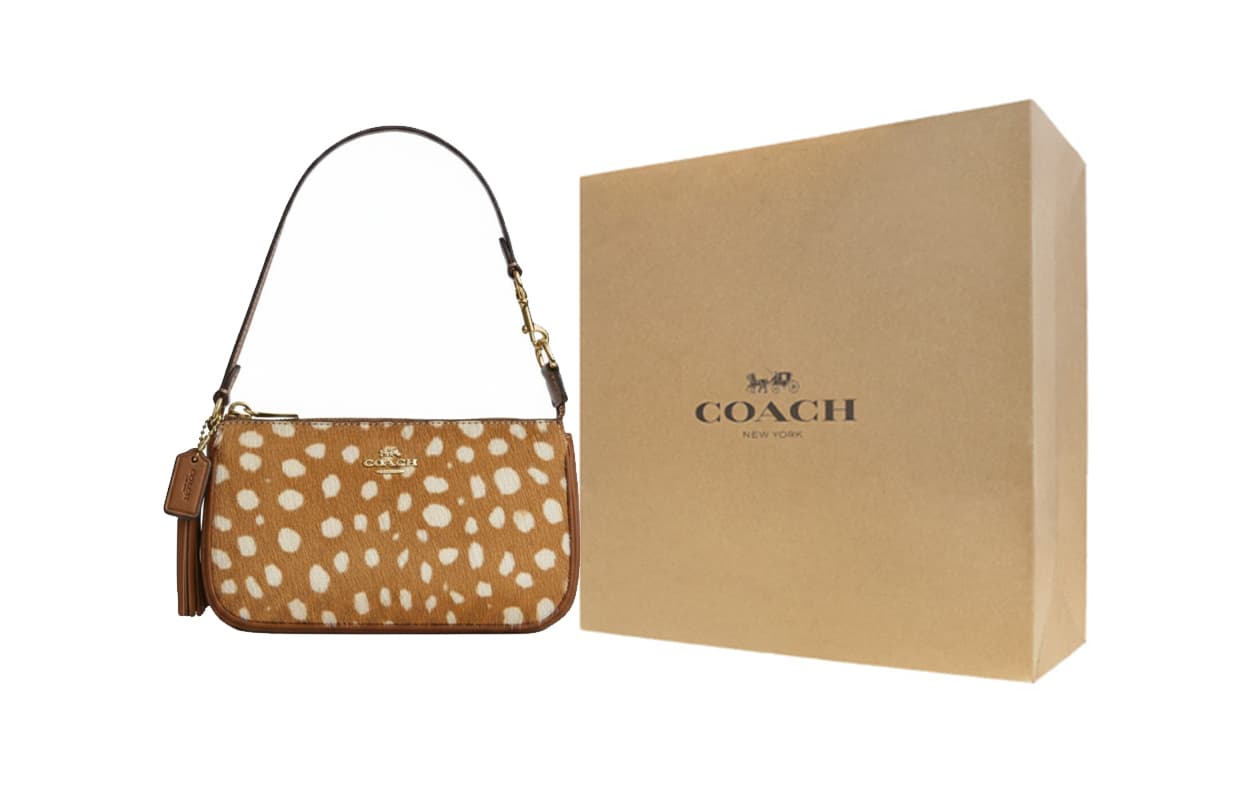 Мини-сумка COACH Nolita Бычья кожа с мехом с коровьей кожей Сумка через плечо Маленькая Женская Коричневая