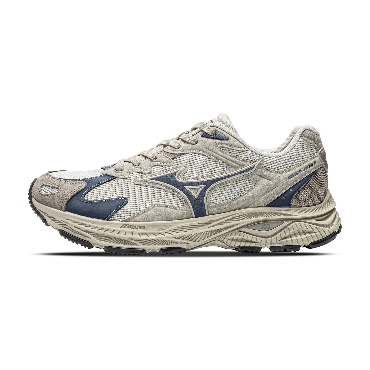 Кроссовки для бега Mizuno Racer S Беговые кроссовки Low Топ Белый агат Темно-серый Благородный синий Унисекс - изображение 1
