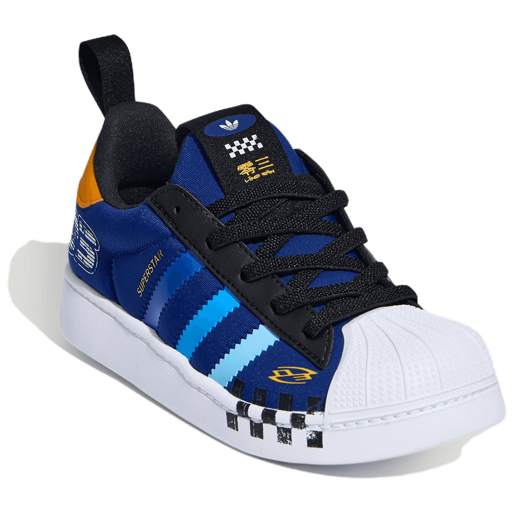 Кроссовки Adidas Originals SUPERSTAR Детская Скейтбординг Обувь Низкий Верх Темно-синий Белый Черный Kids - изображение 3