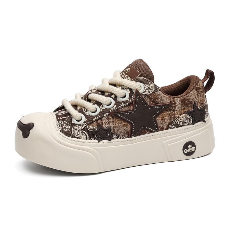 Кроссовки Q And Skate Shoes Low Top Plaid Brown Dark Brown Unisex Q And Скейтборд Кроссовки Низкие Клетка Коричневый Темно-Коричневый Унисекс - изображение 2