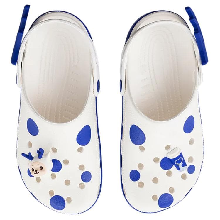 Сабо CROCS x LUCKIN COFFEE Классический сандал Fashion Trend Sabo Резина Унисекс Белый Синий - изображение 5