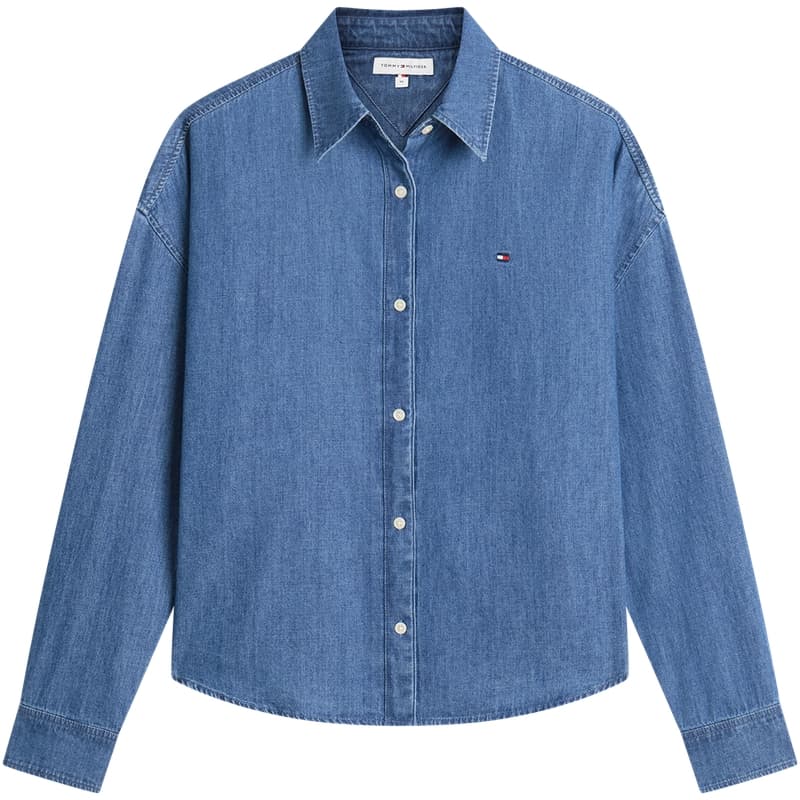 Блузка Tommy Hilfiger Джинсовый Синий 0YE Женские Рубашки - изображение 2