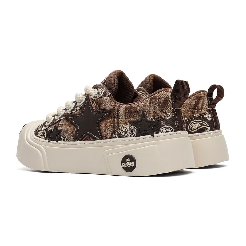 Кроссовки Q And Skate Shoes Low Top Plaid Brown Dark Brown Unisex Q And Скейтборд Кроссовки Низкие Клетка Коричневый Темно-Коричневый Унисекс - изображение 4