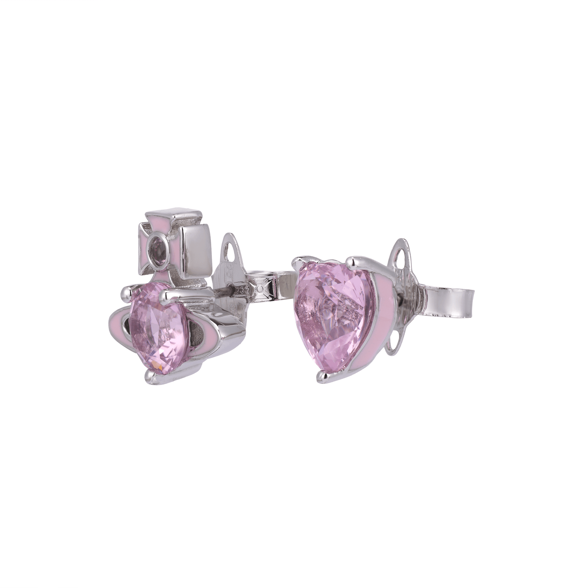 Серьги Серьги-гвоздики Vivienne Westwood Женские Серебряные Вишневый цветок Розовый - изображение 2
