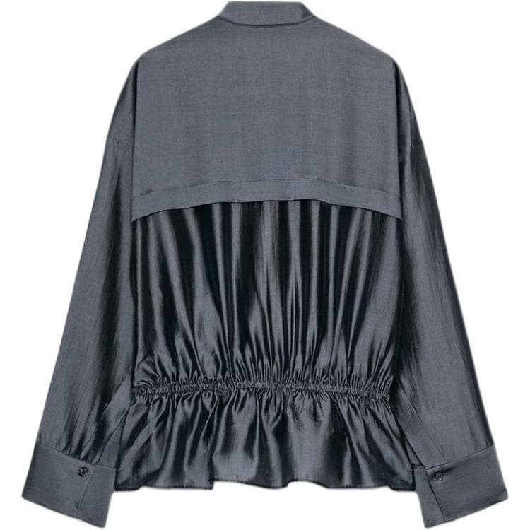 Блузка ZARA ZW Серый Синий Женские Рубашки - изображение 2
