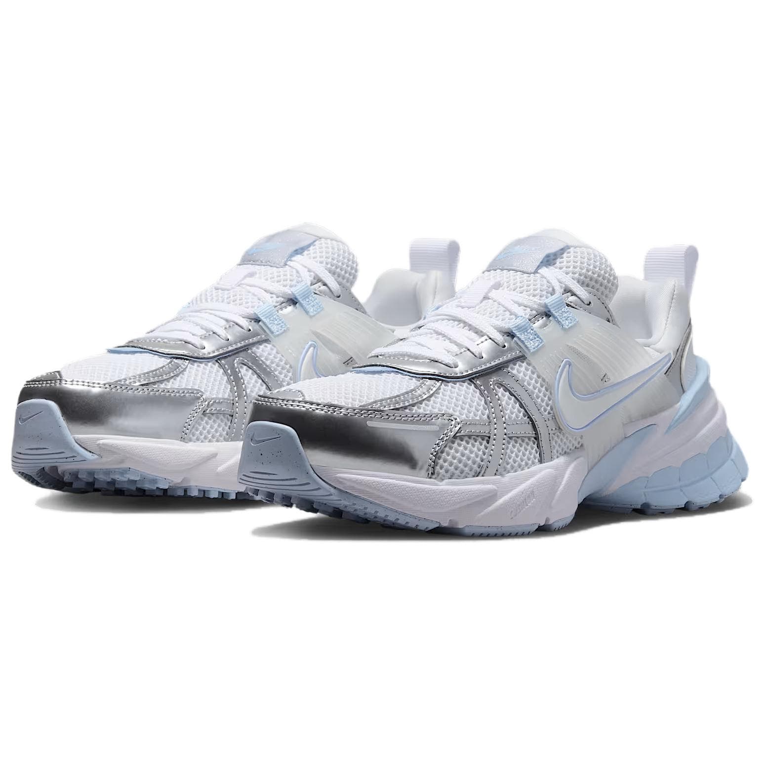 Кроссовки для бега Nike V2K Run Беговые кроссовки Низкий Топ Белый Металлический Серебристый Водородный Синий Белый Женские - изображение 3