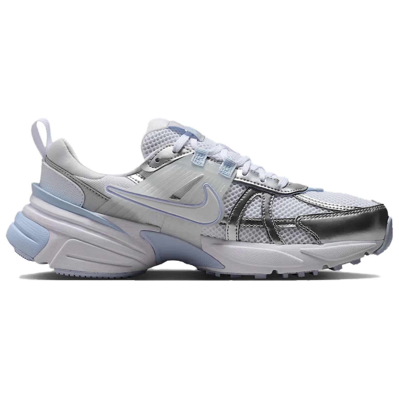 Кроссовки для бега Nike V2K Run Беговые кроссовки Низкий Топ Белый Металлический Серебристый Водородный Синий Белый Женские - изображение 2