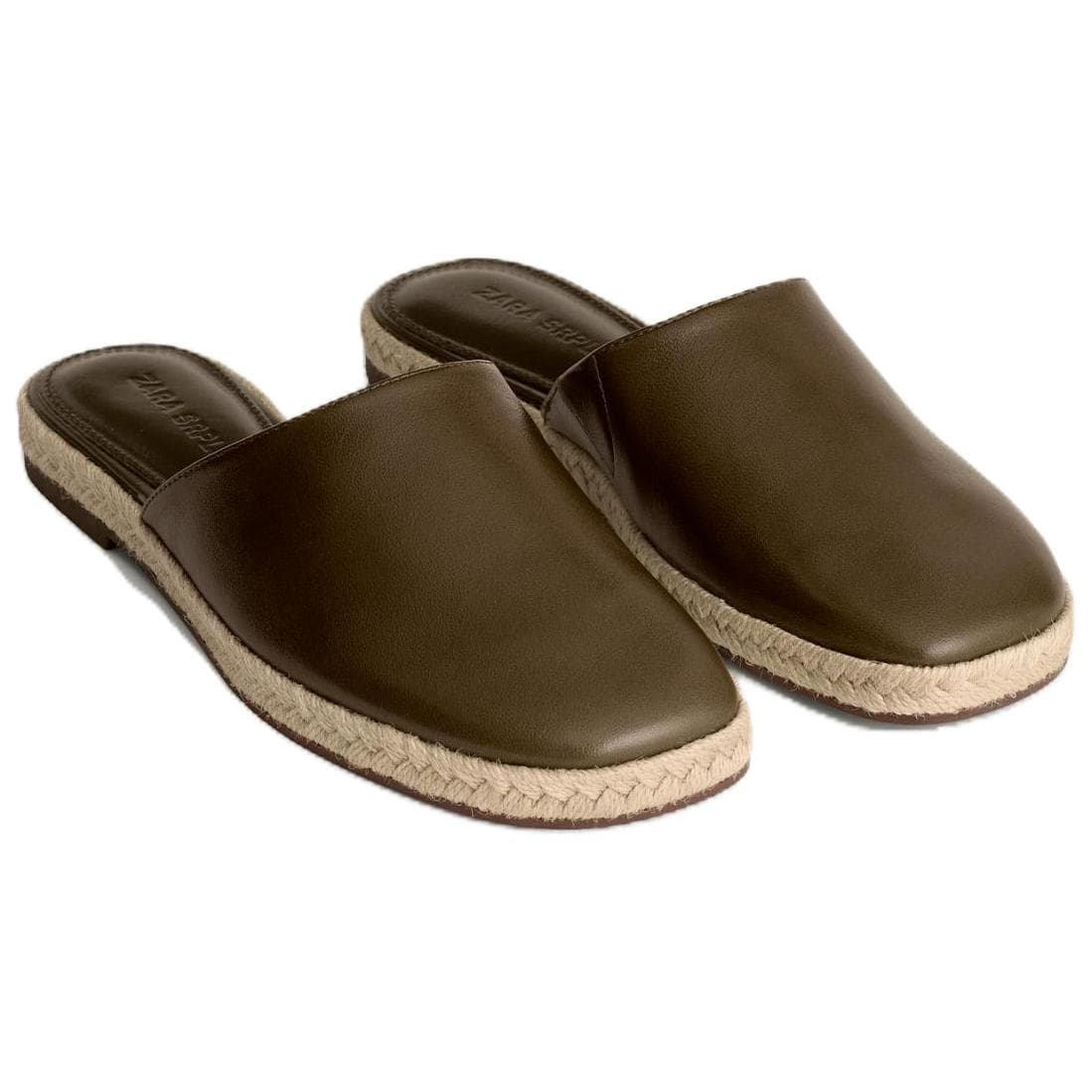 Сандалии ZARA Closed Slippers Khaki Green Women's - изображение 4