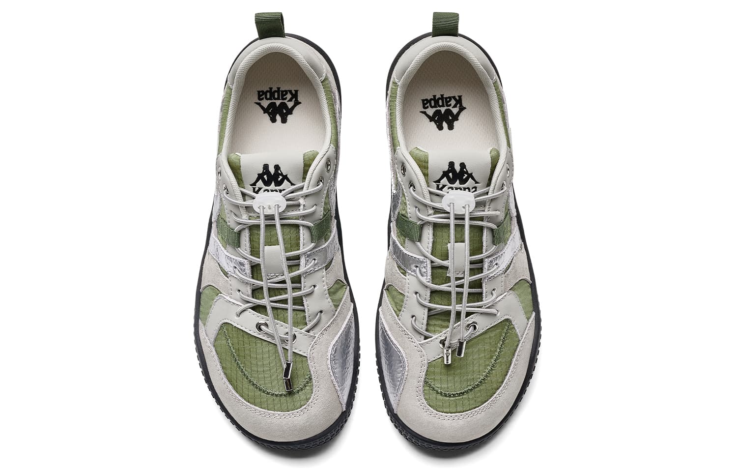 Кроссовки Кроссовки Kappa Casual Low Top Зеленый Серый Холодный Серый Серебряный Женские - изображение 3