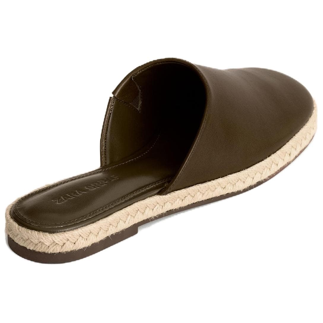 Сандалии ZARA Closed Slippers Khaki Green Women's - изображение 3