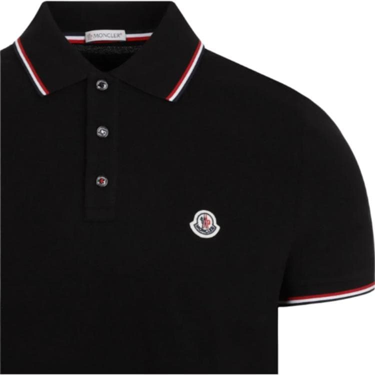 Поло MONCLER Мужская черная поло - изображение 3