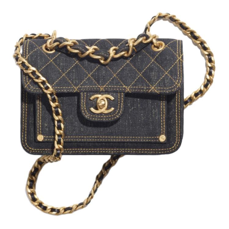 Сумка через плечо CHANEL Classic Chain Denim Messenger Bag Small Black - изображение 1