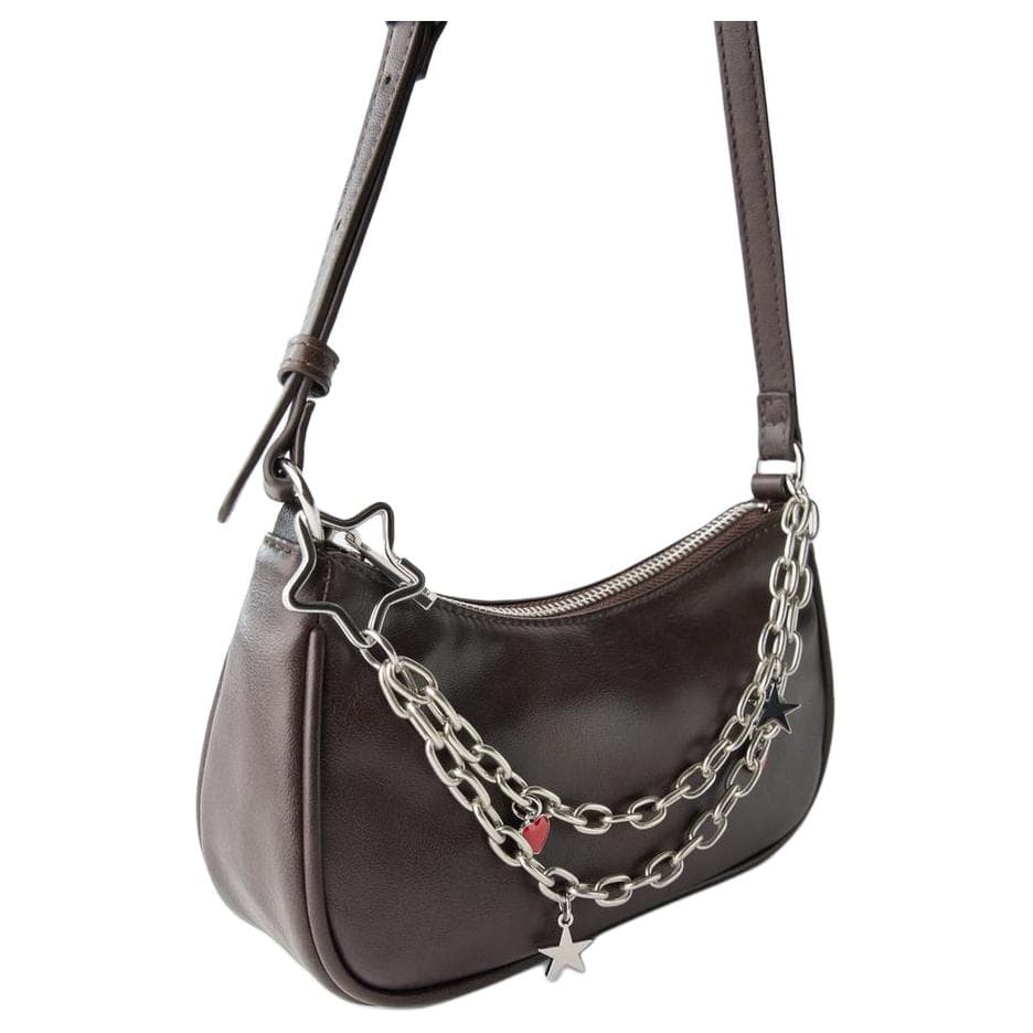 Сумка через плечо ZARA Crossbody Bag Brown Women's - изображение 3