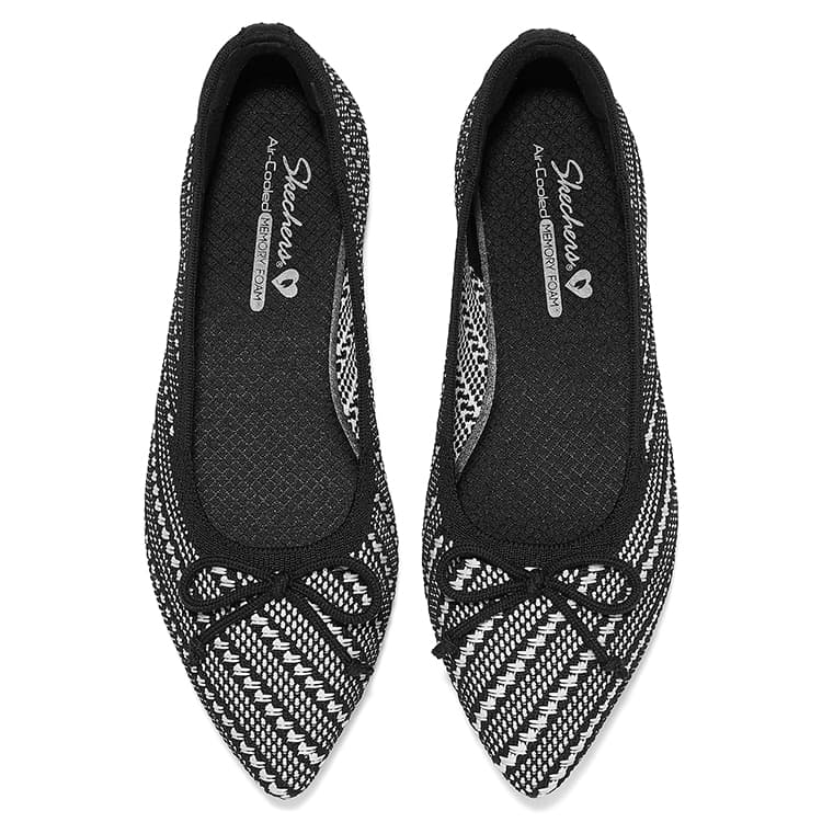 Тапочки Skechers CLEO POINT Женские повседневные туфли Женские Черный белый - изображение 3