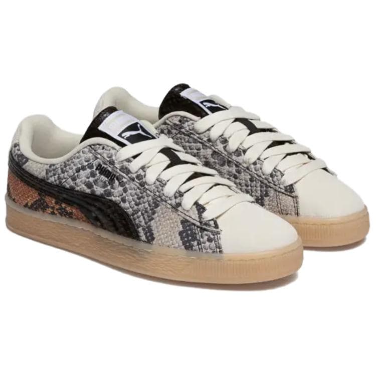 Кроссовки PUMA Замша Кеды для скейтбординга Low Топ Белый-коричневый Унисекс - изображение 2