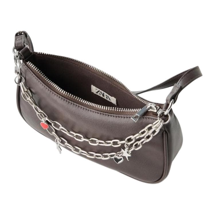 Сумка через плечо ZARA Crossbody Bag Brown Women's - изображение 7