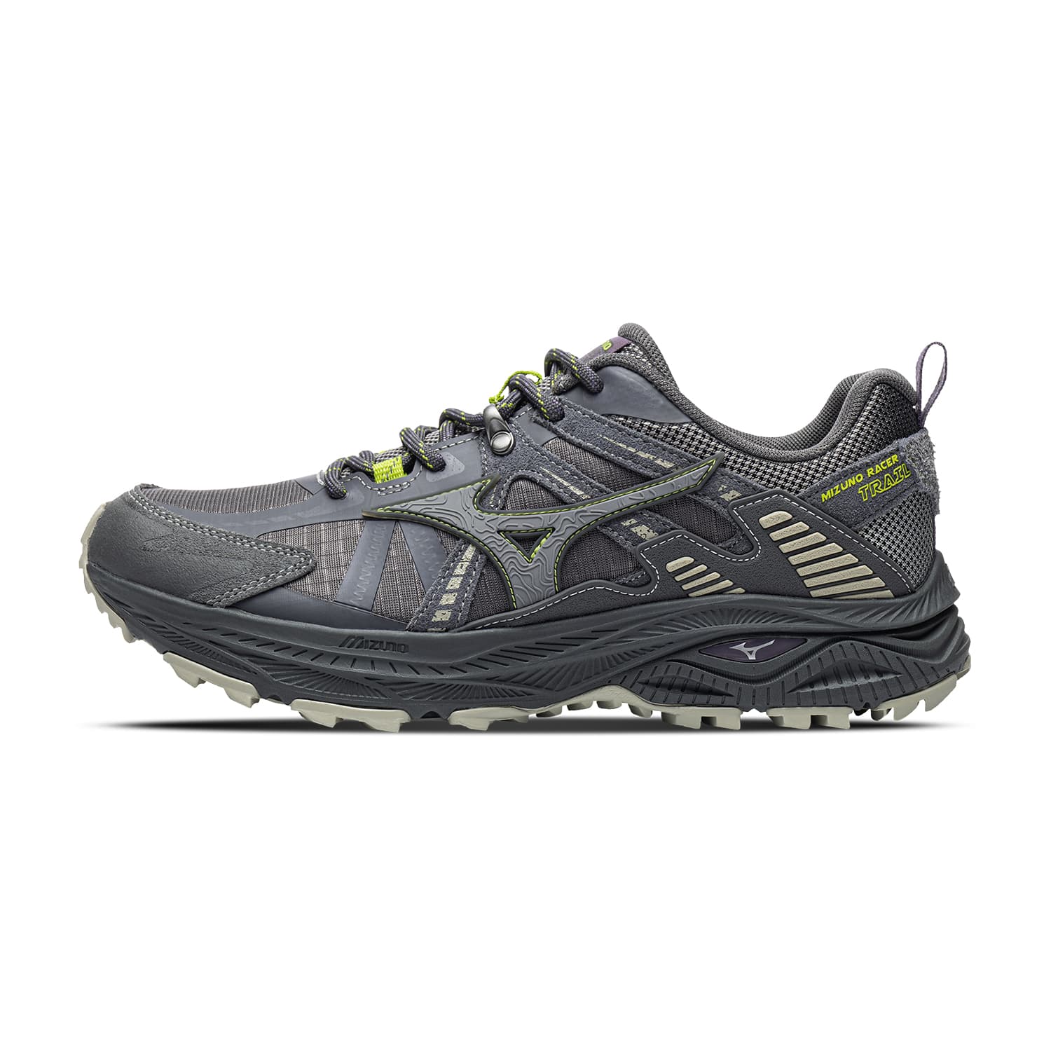 Кроссовки для бега Mizuno Racer Trail Беговые кроссовки Низкий Топ Серый Полоска Черный Угольно-серый Унисекс - изображение 1