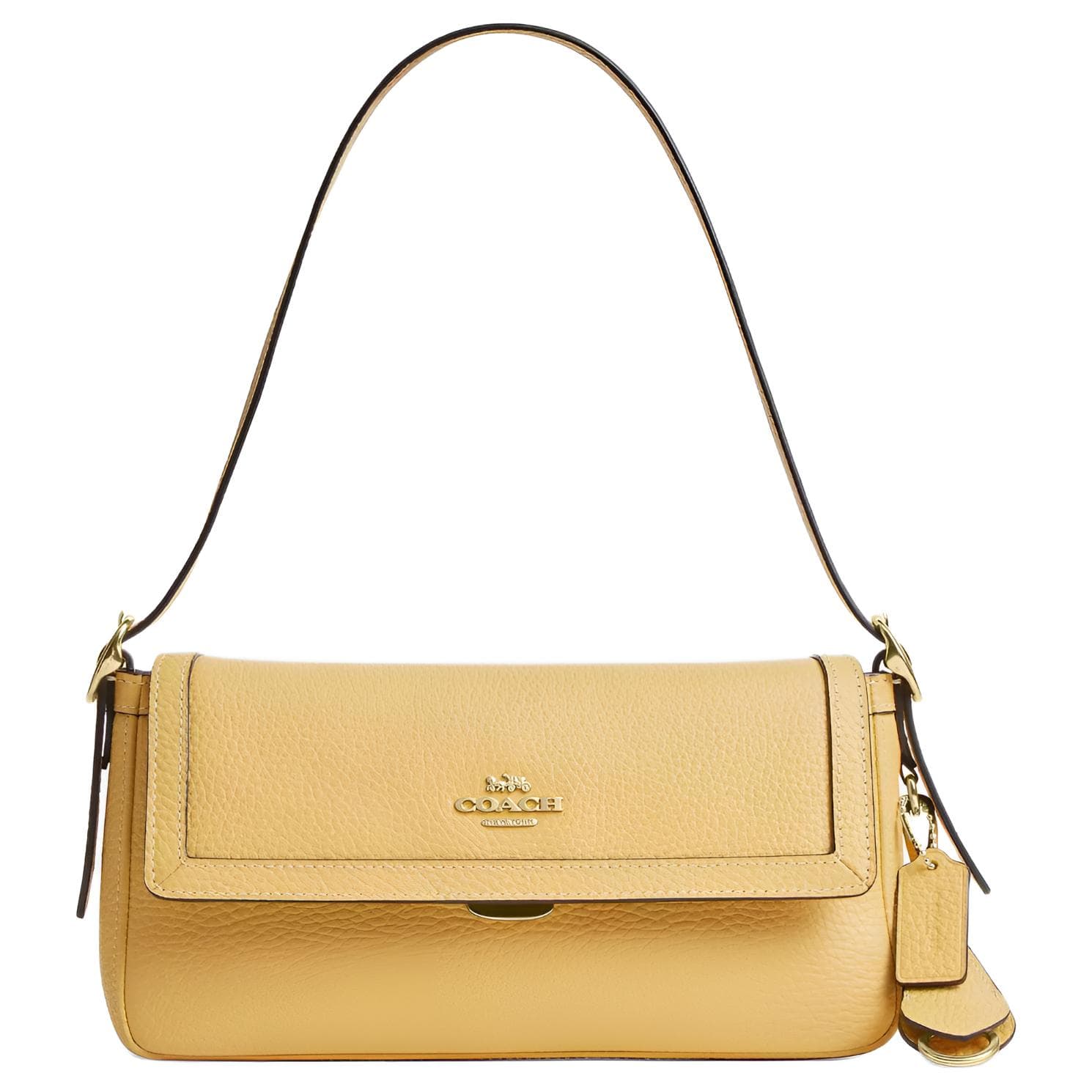 Мини-сумка Coach ETTA Галечная кожа Сумка на плечо Средний Женские Мягкий желтый - изображение 1