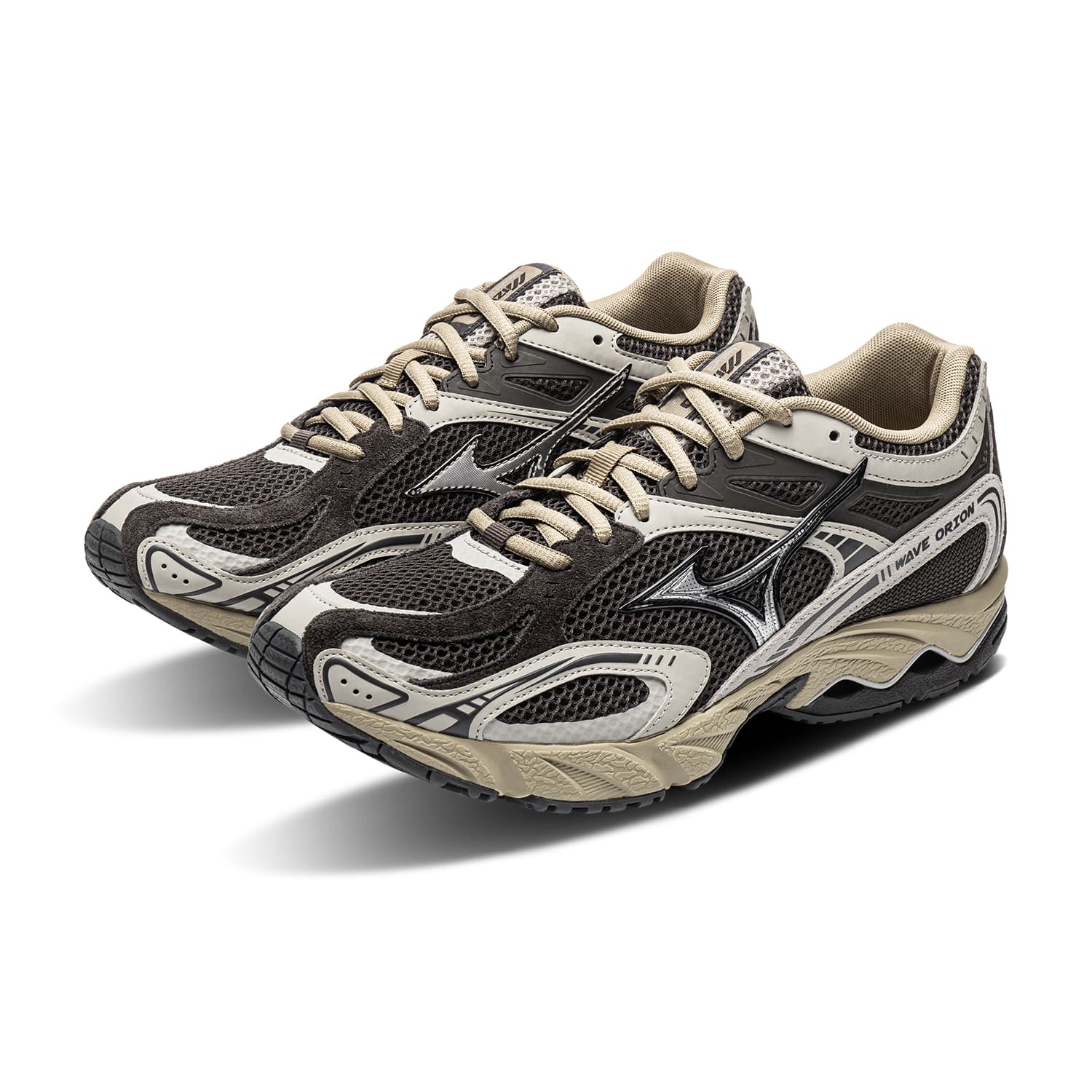 Кроссовки для бега Mizuno WAVE ORION Беговые кроссовки Низкий Топ Темно-углеродный серый Светлый бежевый серый Кабин коричневый Унисекс - изображение 4