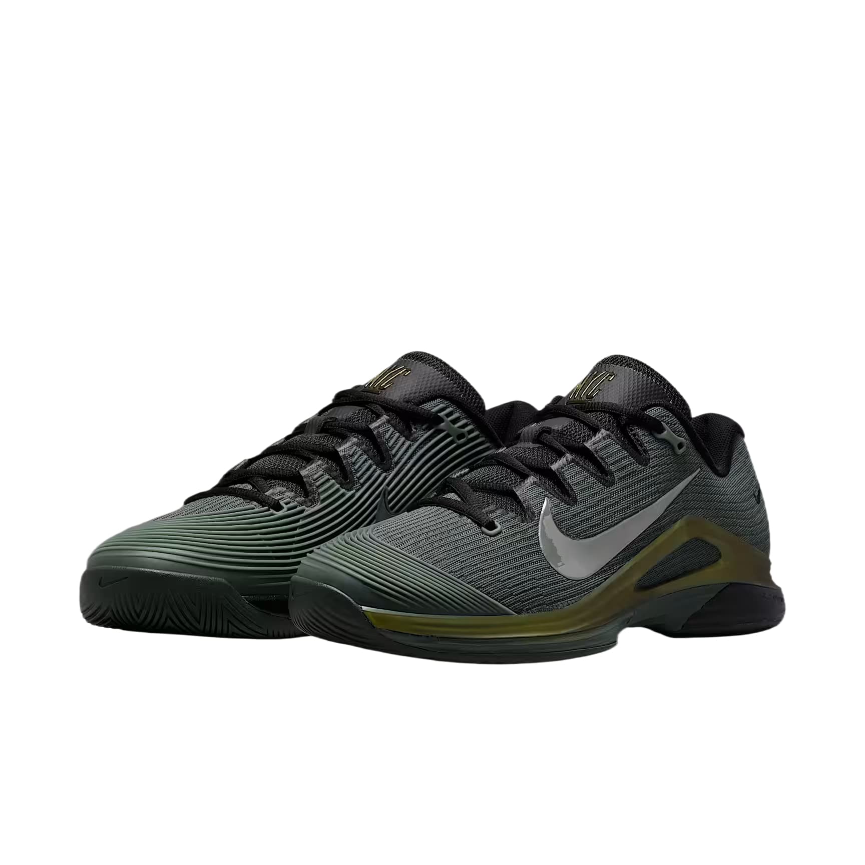 Кроссовки для тенниса NIKE Vapor 12 Теннисные Кроссовки Низкий Топ Камуфляж Зеленый Металлик Золотой Черный PURE Платина Мужской - изображение 3