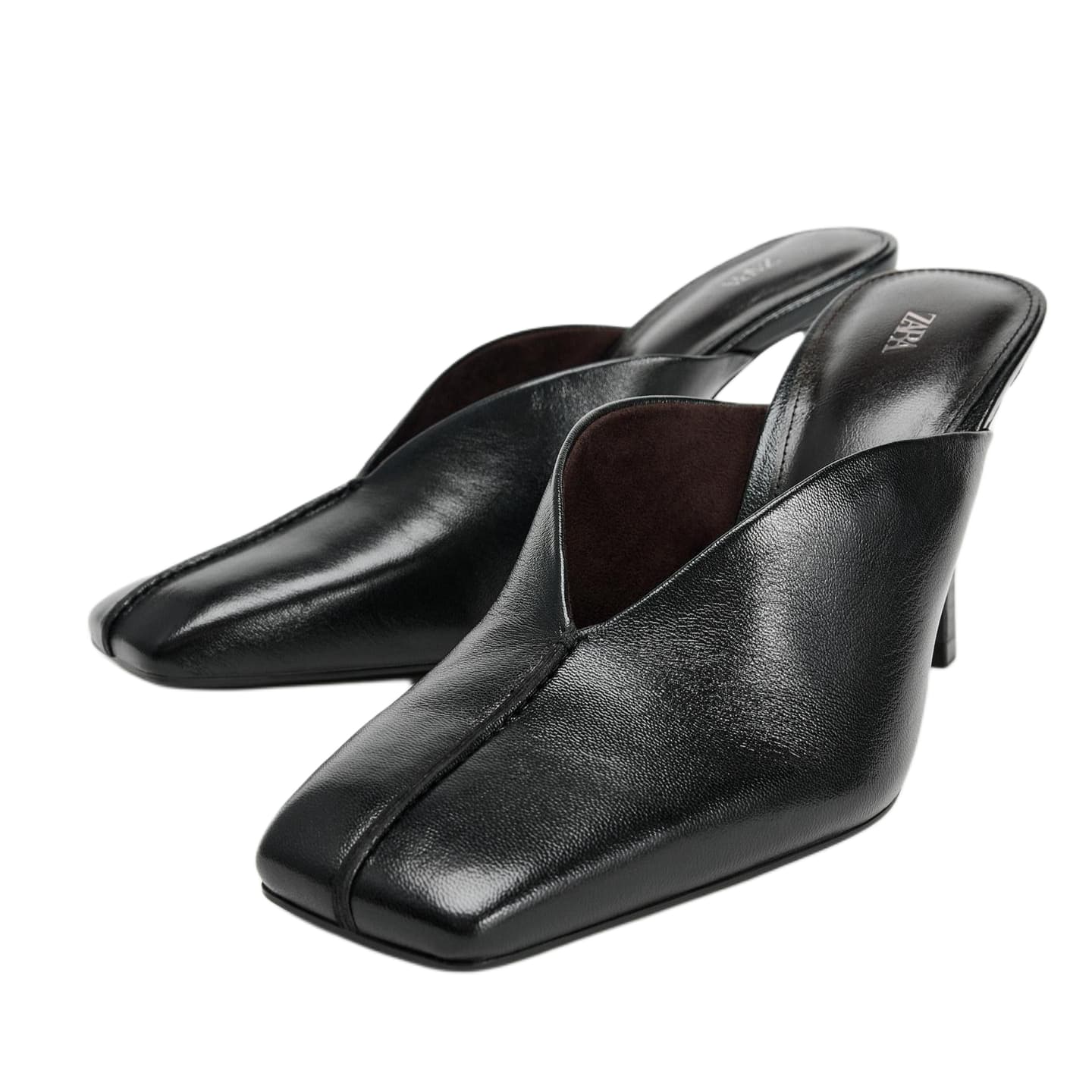 Сандалии ZARA Closed Slippers Black Women's - изображение 2